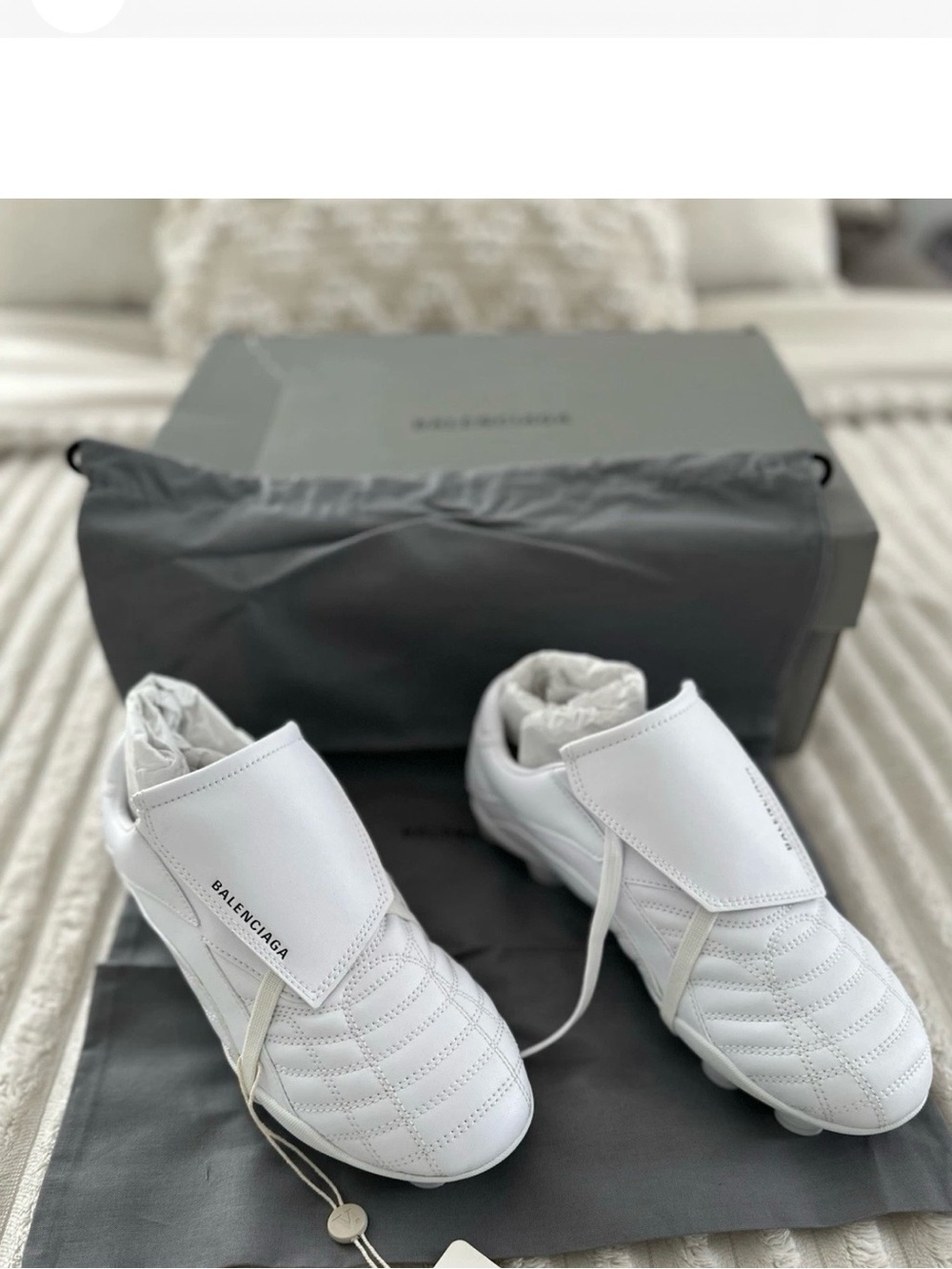 Balenciaga White Quilted Leather Low-Top Sneakers